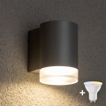 Brilagi - LED RGBW dimbare buitenwandlamp MATERA 1xGU10/4,8W/230V 3000K IP54 grijs + afstandsbediening