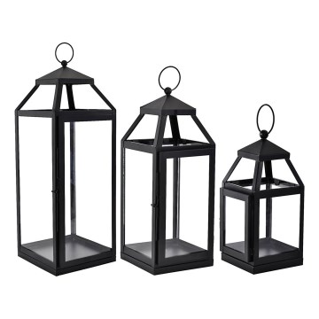 Eglo - SET 3x Lantern 56/41/25 cm zwart