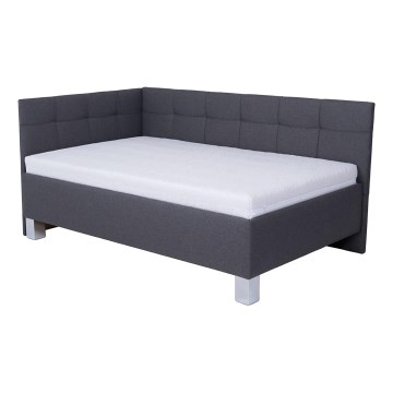 Gestoffeerd bed met matras en opbergruimte MARIA PETITE 120x200 cm grijs