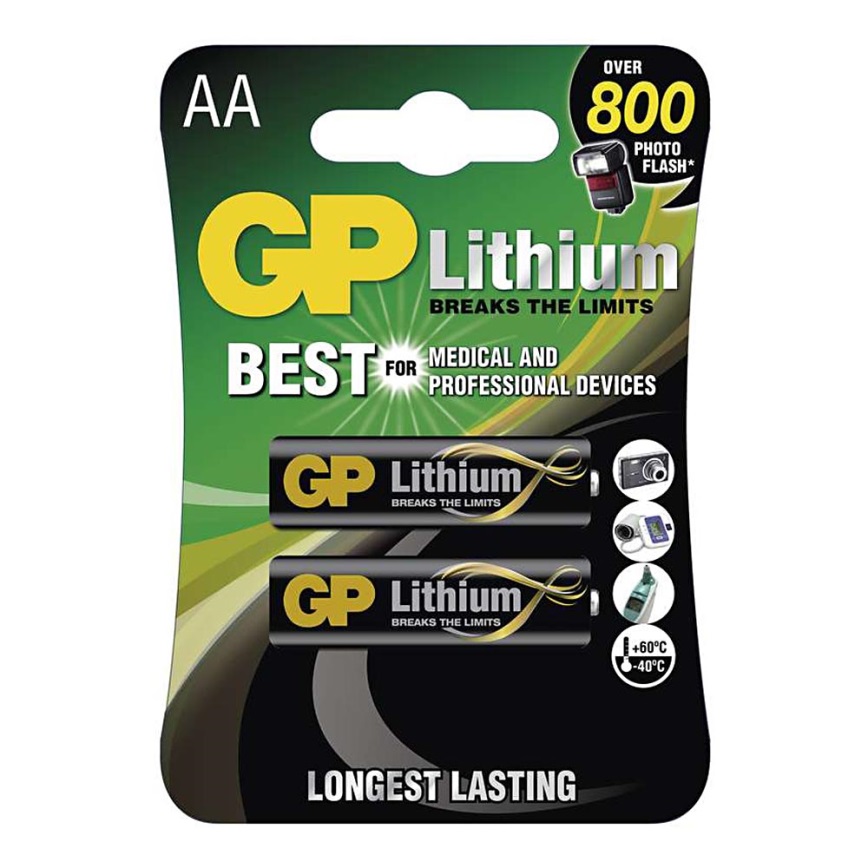 2 st. Lithium batterij AA GP LITHIUM 1,5V