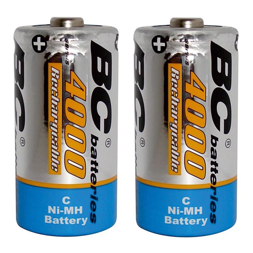 2 st. Oplaadbare batterijen NiMH C 4000 mAh 1,2V