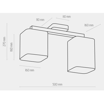 Aan plafond gevestigde hanglamp TORA 2xE27/15W/230V grijs