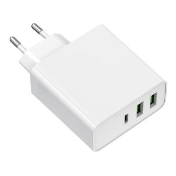 Adaptateur de charge 2xUSB-A + 1xUSB-C Power Delivery 65W/230V blanc