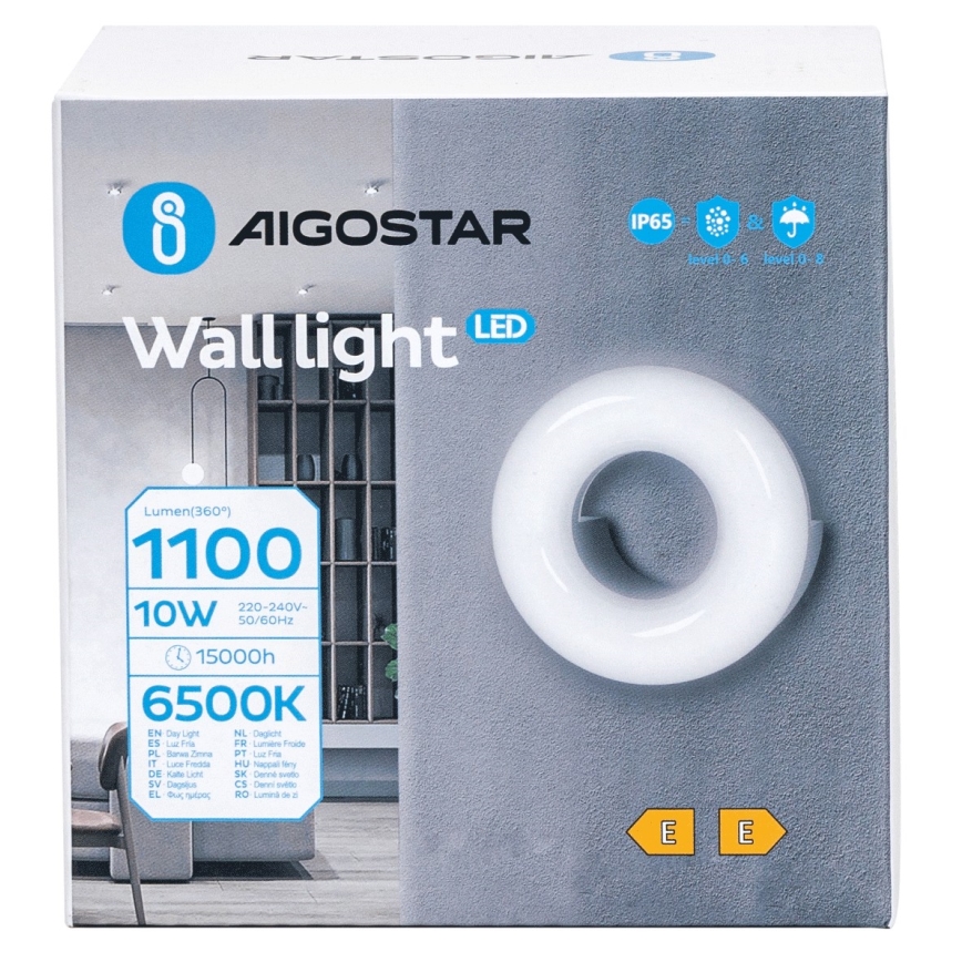 Aigostar - Applique murale extérieure LED/10W/230V 6500K IP65 noir