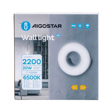 Aigostar - Applique murale extérieure LED/20W/230V 6500K IP65 noir