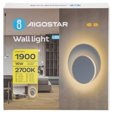 Aigostar - Applique murale LED/16W/230V 2700K blanc