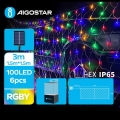 Aigostar - Guirlande solaire de Noël 100xLED/8 fonctions 4,5x1,5m IP65 multicolore