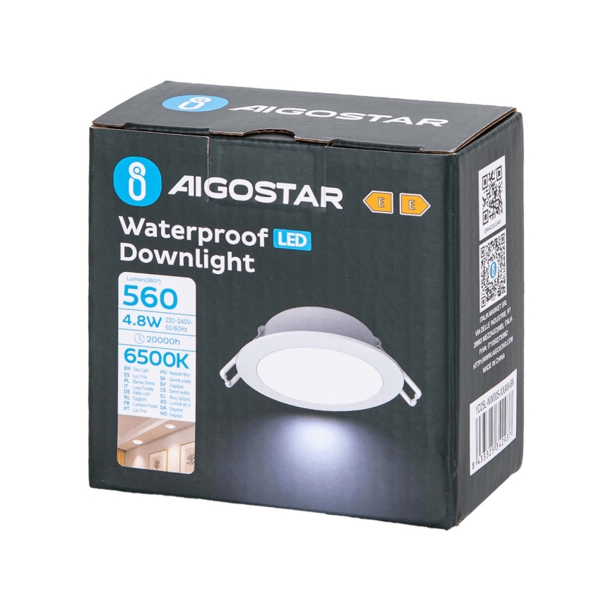 Aigostar - Hangende LED Badkamer plafond verlichting LED/4,8W/230V 6500K wit IP65