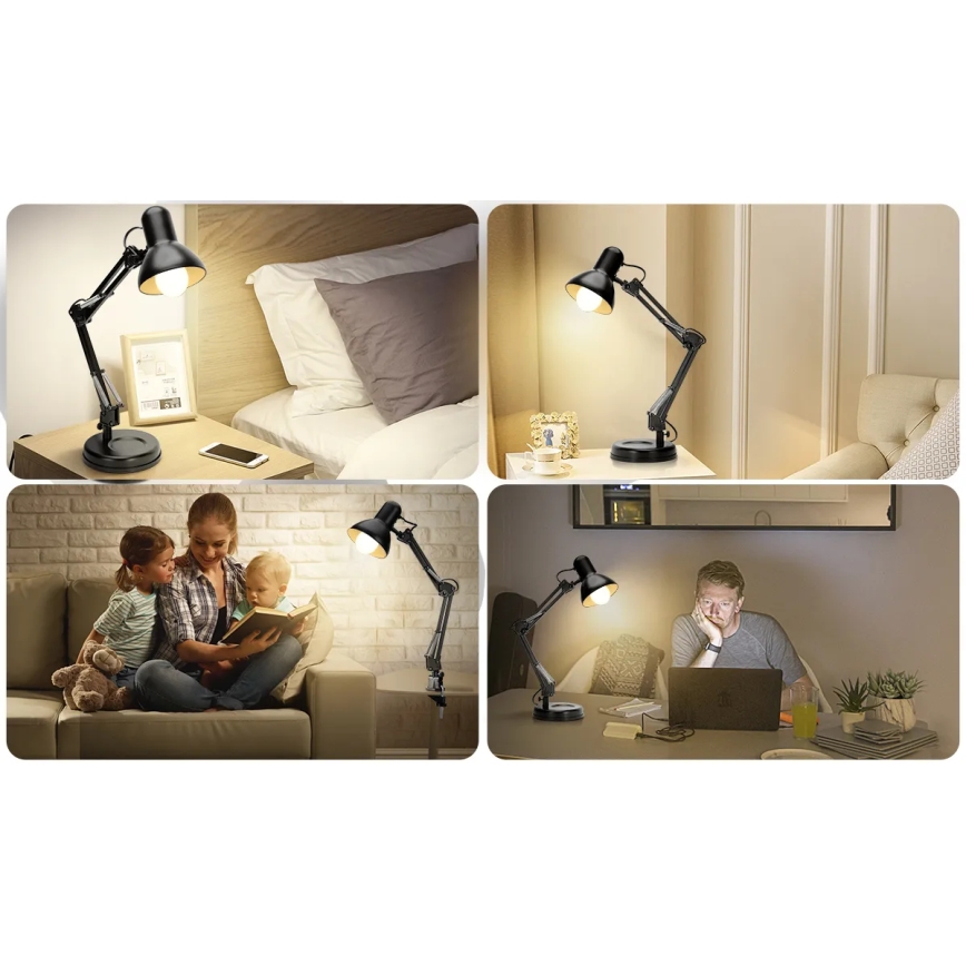 Aigostar - Lampe de table 2en1 1xE27/40W/230V noir