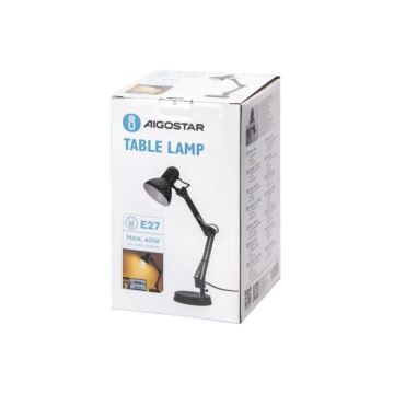 Aigostar - Lampe de table 2en1 1xE27/40W/230V noir