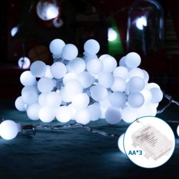 Aigostar - LED Kerst lichtsnoer voor buiten 25xLED/3xAA/8 Functies 2,8 m IP44 koud wit