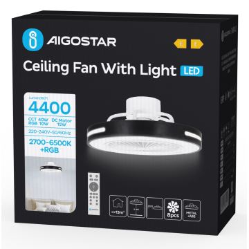 Aigostar - LED RGB Dimbaar plafond fan LED/40W/230V 2700-6500K + afstandsbediening