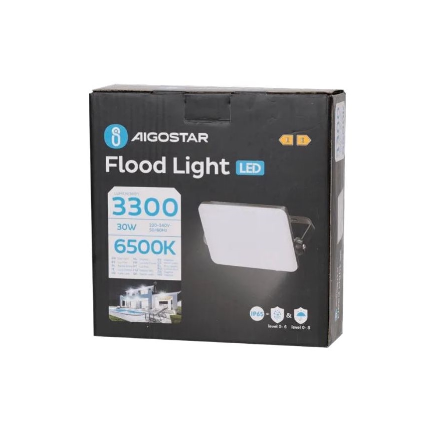 Aigostar - LED Schijnwerper LED/30W/230V 6500K IP65 zwart