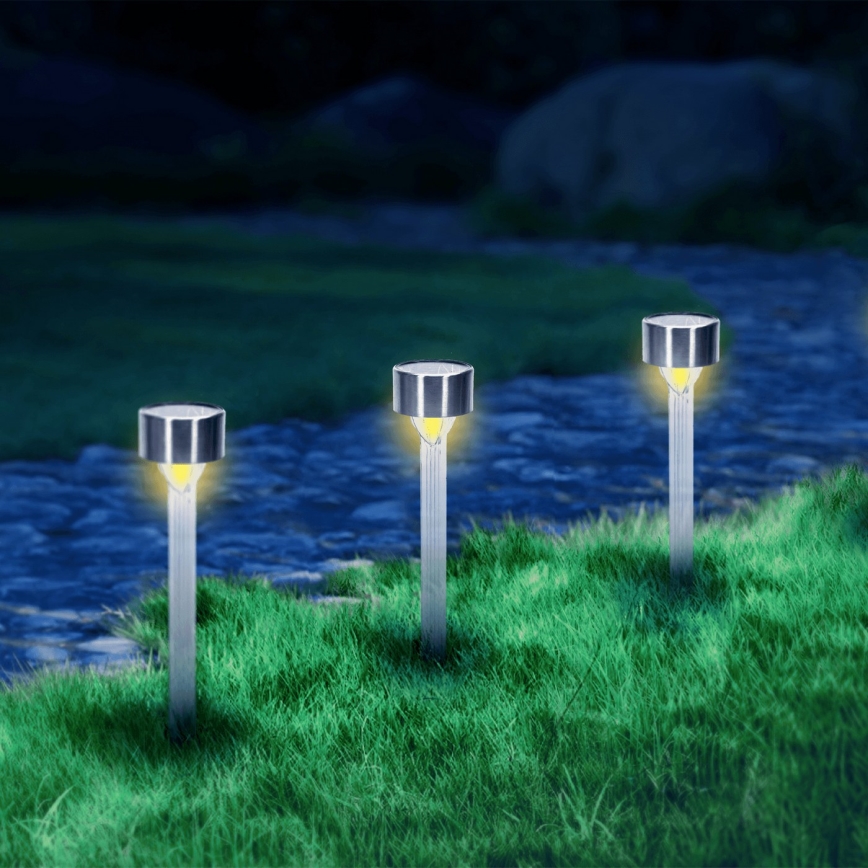 Aigostar - LED Solar lamp LED/0,006W/1,2V 32cm chroom 2700K IP44