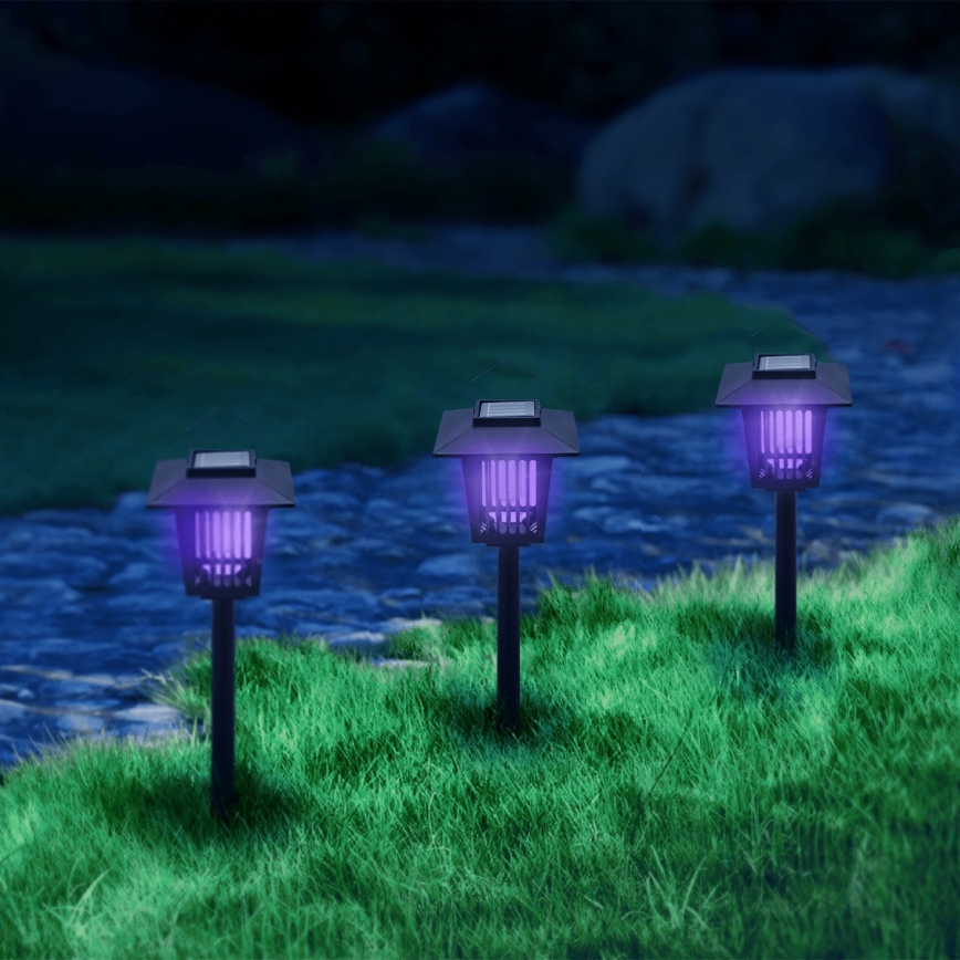 Aigostar - LED Solar lamp met een insectenval LED/0,03W/1,2V 55,2cm zwart 6500K IP44