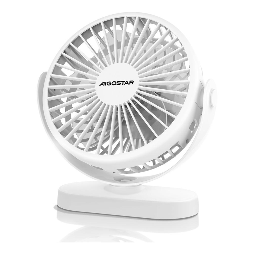 Aigostar - Oplaadbaar tafel fan 4W/5V 1500mAh wit