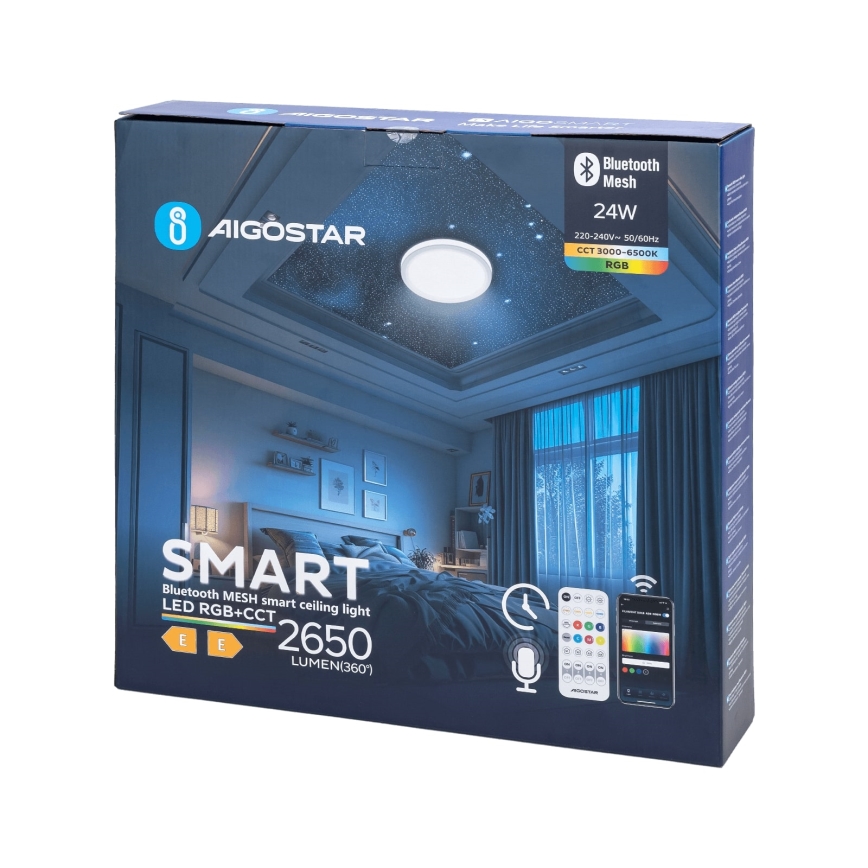 Aigostar - Plafonnier de salle de bain RGBW LED/24W/230V 3000-6500K IP44 + télécommande