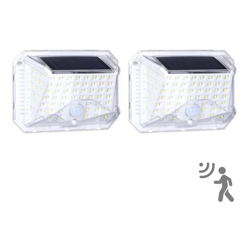 Aigostar - SET 2xLED Solar wandlamp met sensor LED/1,48W/5V 6500K IP65