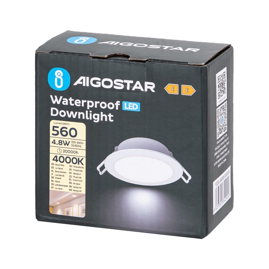 Aigostar - Spot encastrable de salle de bain LED/4,8W/230V 4000K blanc IP65