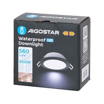 Aigostar - Spot encastrable de salle de bain LED/4,8W/230V 6500K noir IP65