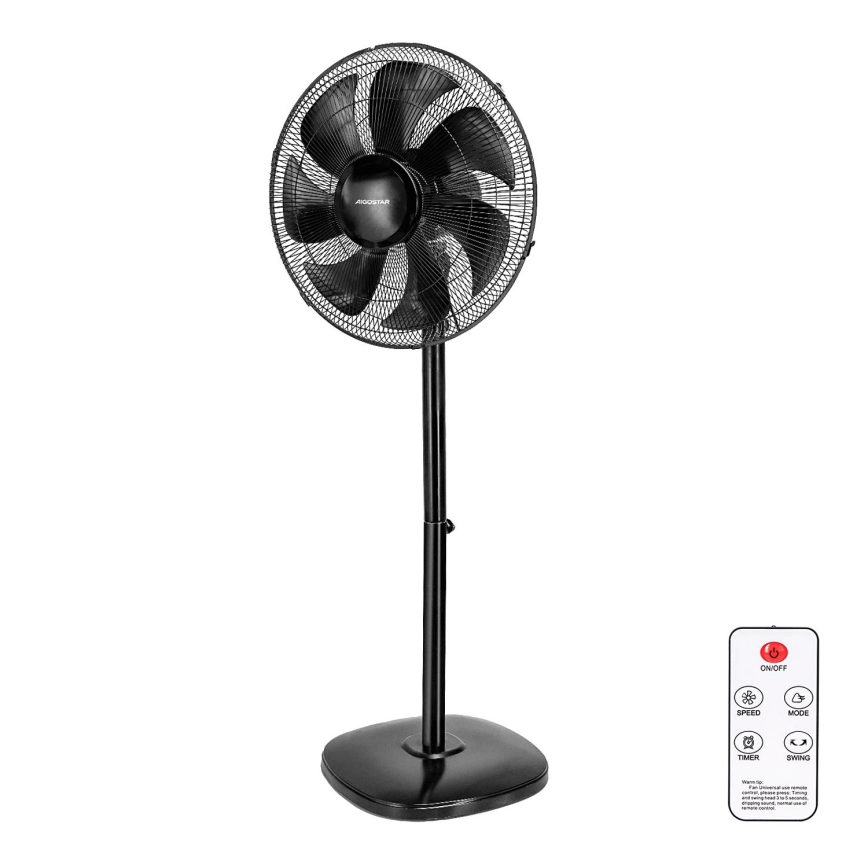 Aigostar - Staande ventilator 55W/230V zwart + afstandsbediening