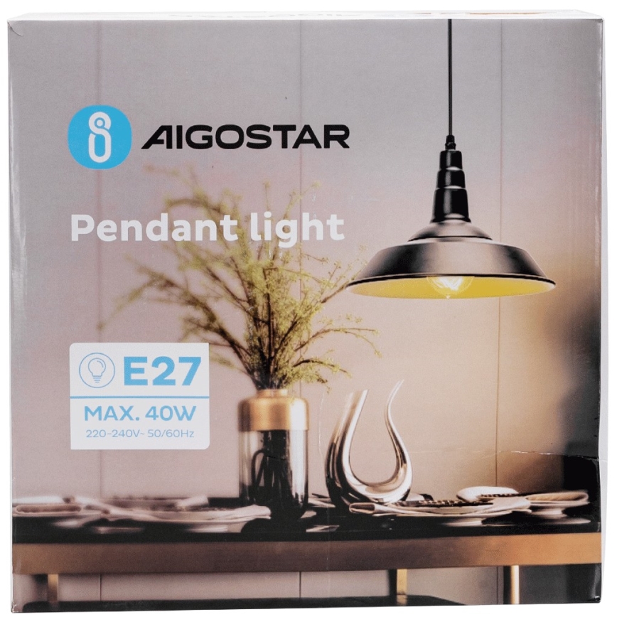 Aigostar - Suspension filaire 1xE27/60W/230V noir