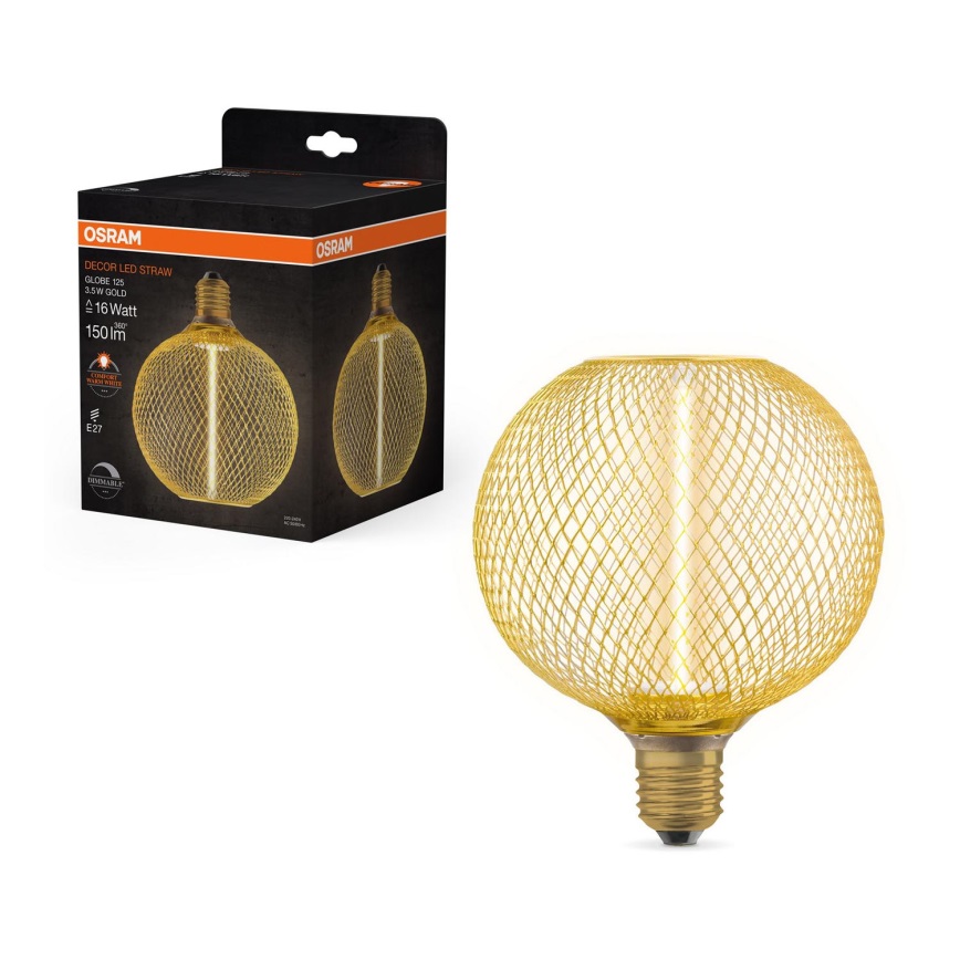 Ampoule à intensité variable LED DECOR  FILAMENT G125 E27/3,5W/230V 1800K doré - Osram