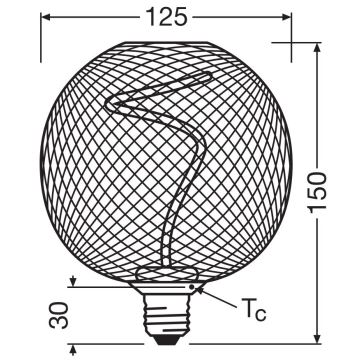 Ampoule à intensité variable LED DECOR FILAMENT G125 E27/3,5W/230V 1800K noir - Osram