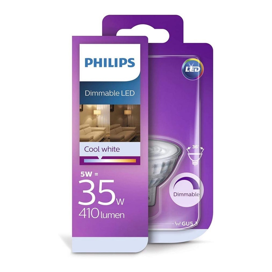 Ampoule à intensité variable LED Philips GU5,3/5W/12V 4000K