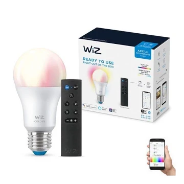 Ampoule à intensité variable LED RGBW A60 E27/8,5W/230V 2200-6500K  CRI 90 Wi-Fi + télécommande - WiZ