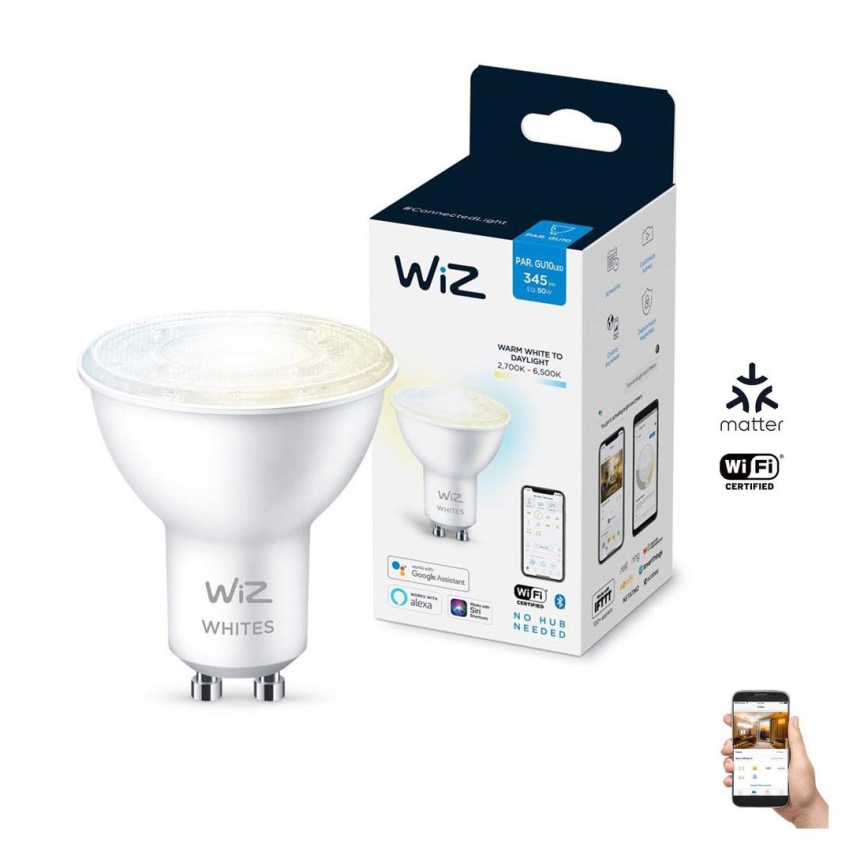 Ampoule LED à intensité variable PAR16 GU10/4,7W/230V 2700-6500K CRI 90 Wi-Fi - WiZ