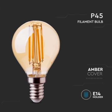 Ampoule LED FILAMENT AMBRE P45 E14/4W/230V 2200K