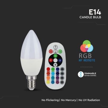 Ampoule LED RGB à intensité variable E14/4,8W/230V 4000K + télécommande