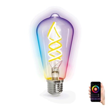 Ampoule LED RGB+CCT FILAMENT ST64 E27/4,9W/230V 2700-6500K Wi-Fi - Aigostar