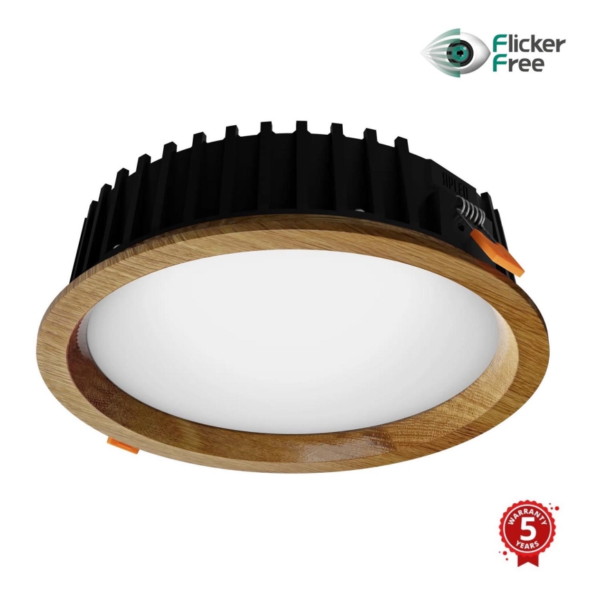 APLED - LED Hang plafondverlichting RONDO WOODLINE LED/12W/230V 3000K diameter 20 cm eiken massief hout