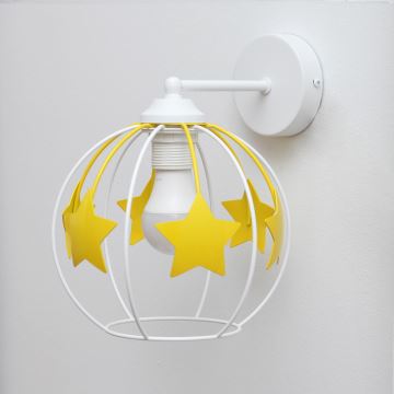 Applique murale enfant STARS 1xE27/15W/230V jaune/blanc