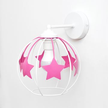 Applique murale enfant STARS 1xE27/15W/230V rose/blanc