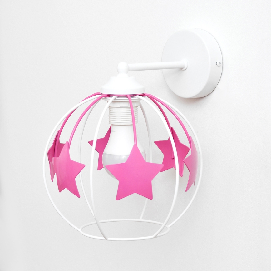 Applique murale enfant STARS 1xE27/15W/230V rose/blanc