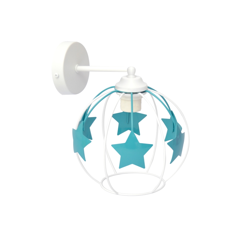 Applique murale enfant STARS 1xE27/15W/230V turquoise/blanc