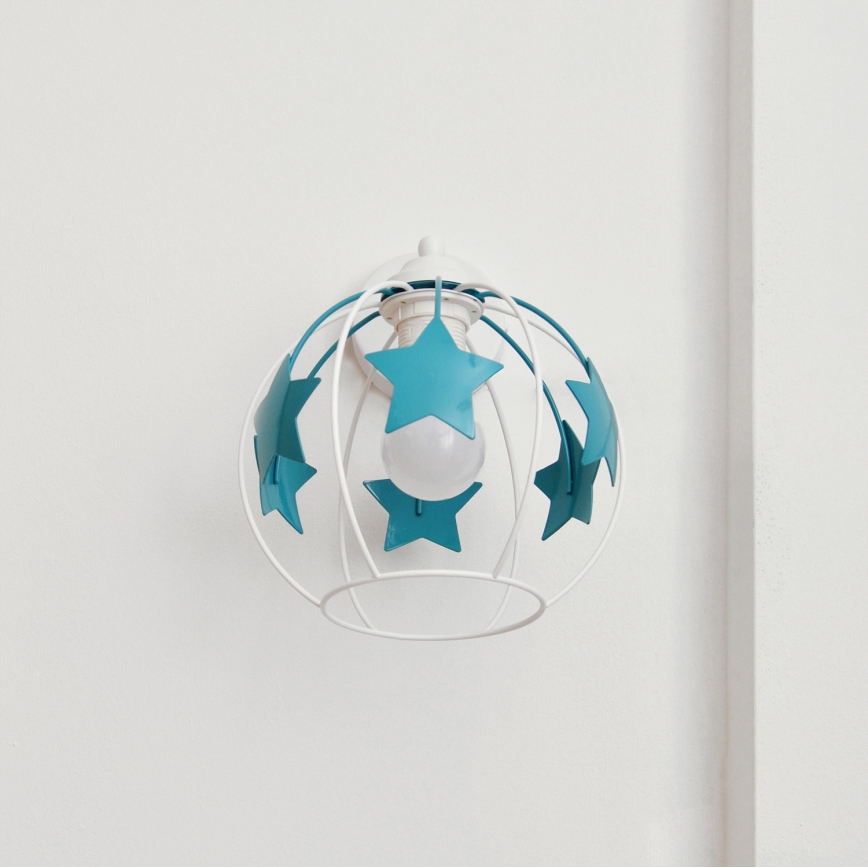 Applique murale enfant STARS 1xE27/15W/230V turquoise/blanc