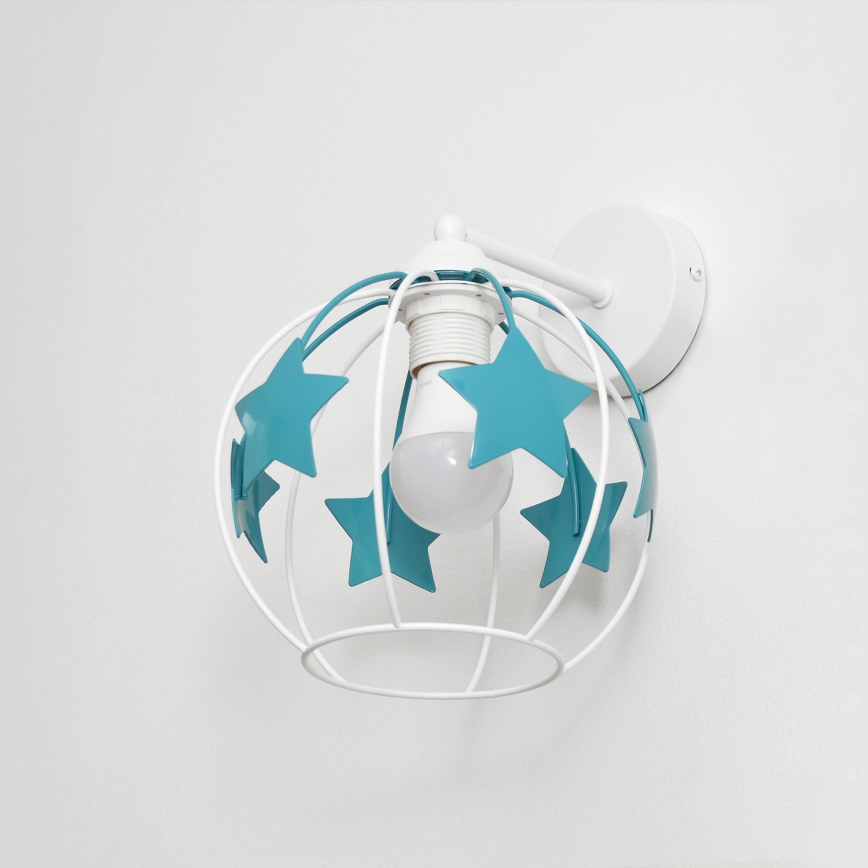 Applique murale enfant STARS 1xE27/15W/230V turquoise/blanc