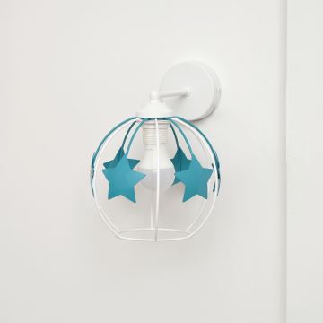 Applique murale enfant STARS 1xE27/15W/230V turquoise/blanc