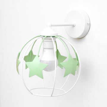 Applique murale enfant STARS 1xE27/15W/230V vert/blanc