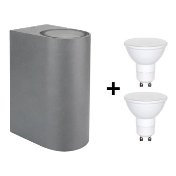 Applique murale LED extérieure TORRE 2xGU10/6W/230V gris IP54