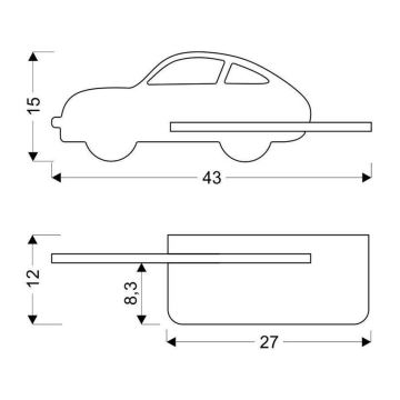 Applique murale pour enfants avec une étagère CAR LED/5W/230V bleu/bois - certifié FSC