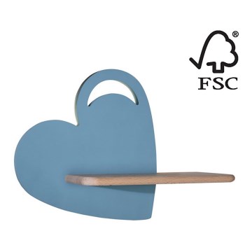 Applique murale pour enfants avec une étagère HEART LED/5W/230V bleu/bois - certifié FSC