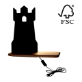 Applique murale pour enfants avec une étagère TOWER LED/4W/230V noir/bois - certifié FSC