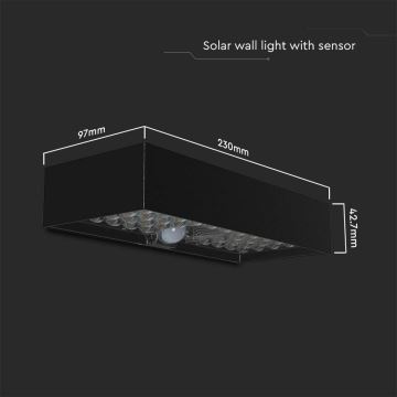 Applique murale solaire avec détecteur LED/6W/3,7V IP65 4000K noir