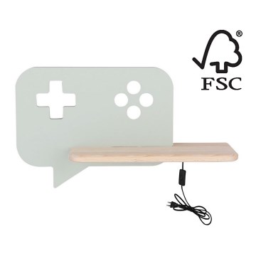 Appllique murale étagère LED enfant CONSOLE LED/5W/230V verte - certifié FSC