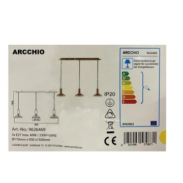 Arcchio - Hanglamp aan een koord JAIKA 3xE27/60W/230V